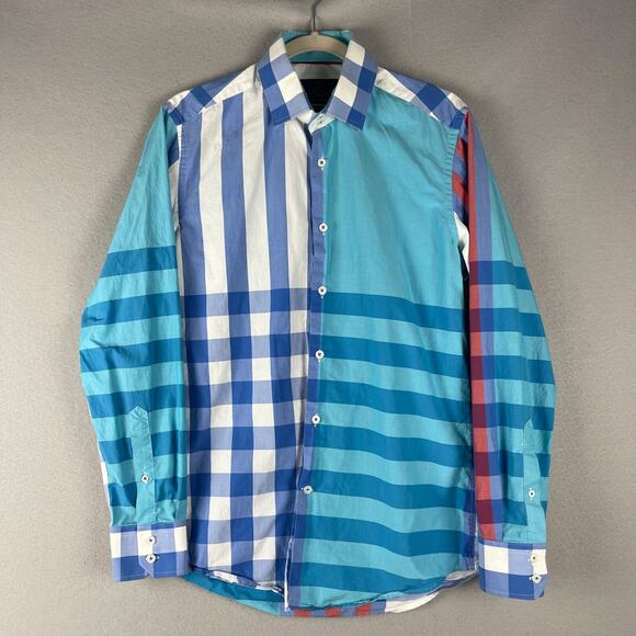 Hawes & Curtis Brandon Shirt Mens Medium Plaid Slim Fit Button Up Long Sleeve - Picture 1 of 13